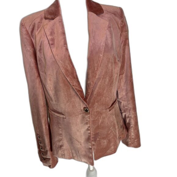 White House Black Market Pink Velvet Blazer Suit Jacket Womens Designer - Picture 2 of 7